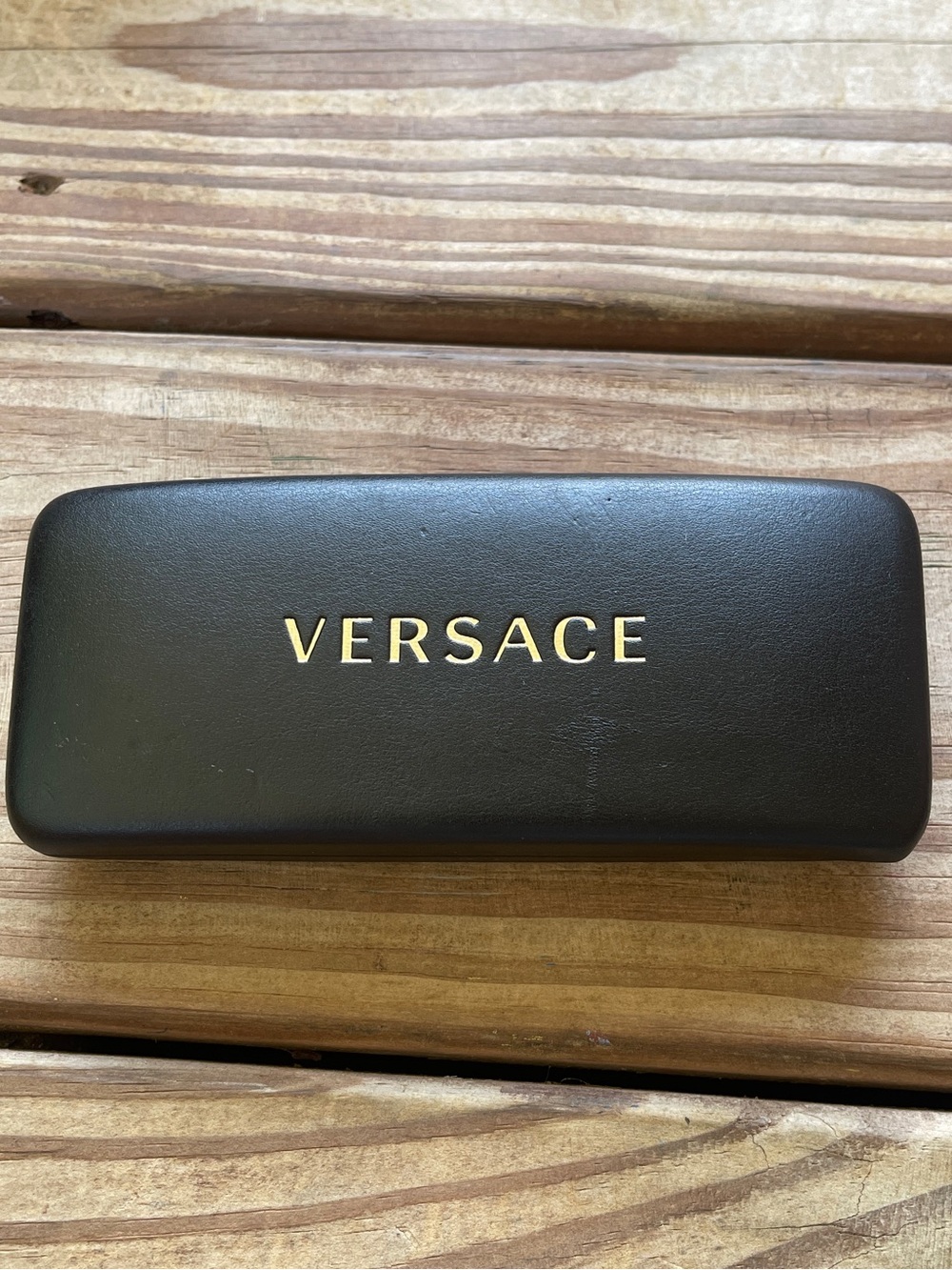 Authentic Versace Black Hard Eyeglass Sunglasses Case Gold Logo